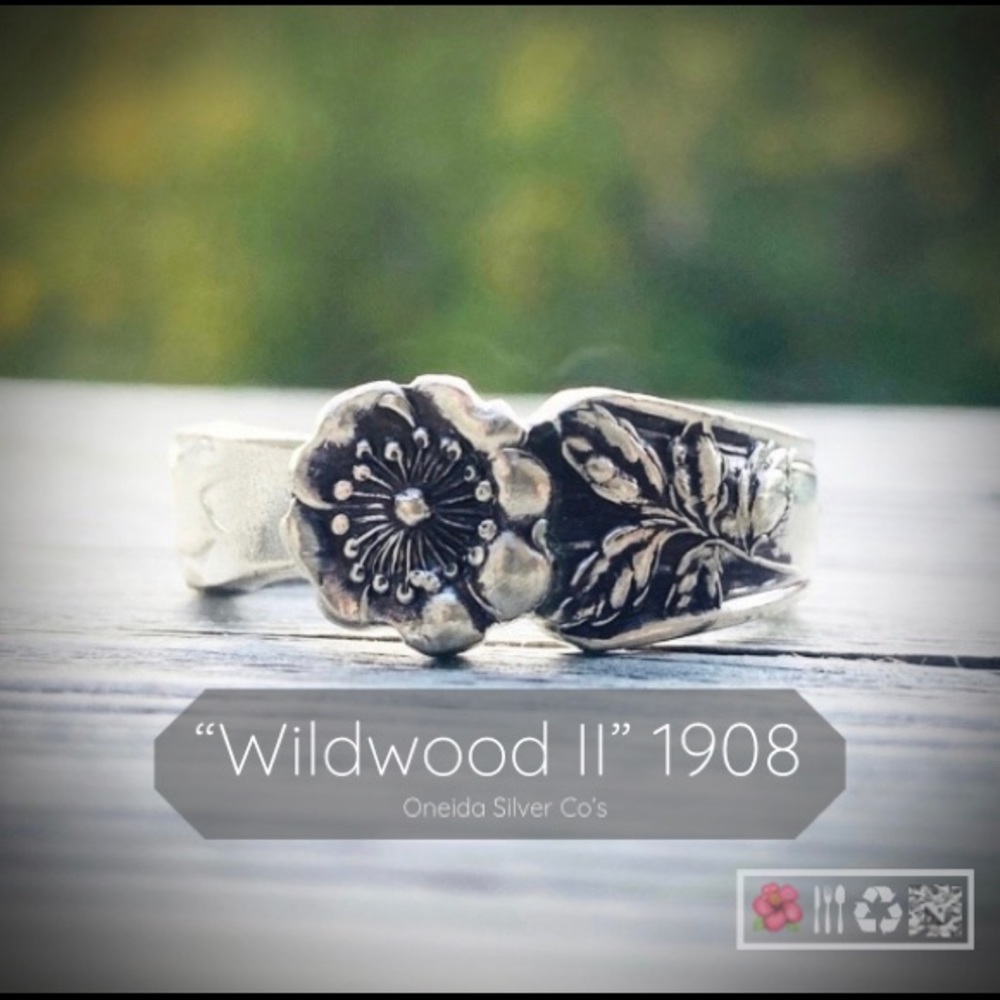 Recycled Antique Silver Spoon Ring “Wildwood II” 1908